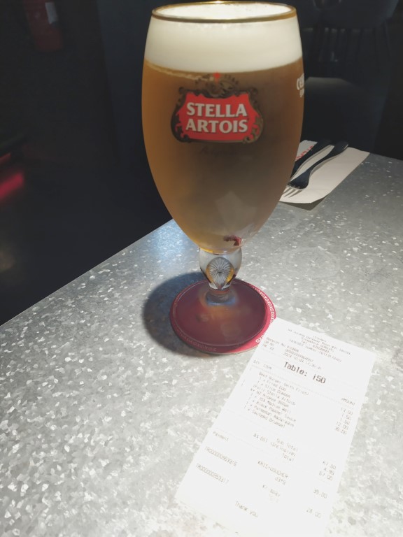 iSTEAKS Stella Artois Draft Beer at $12 per pint