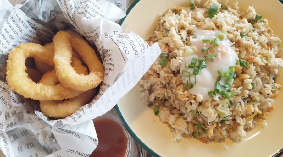 Dancing Crab Value Lunch Sets Review - Exploding Crab Fried Rice served with Beer-battered Calamari ($19++)