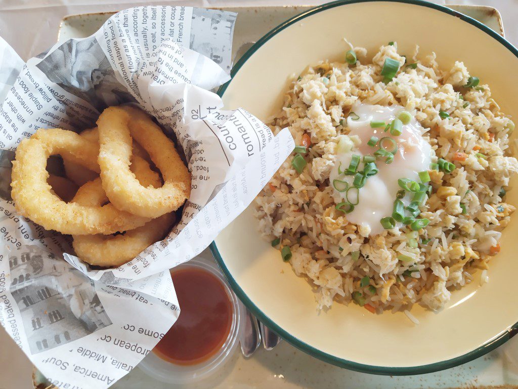 Dancing Crab Value Lunch Sets Review - Exploding Crab Fried Rice served with Beer-battered Calamari ($19++)