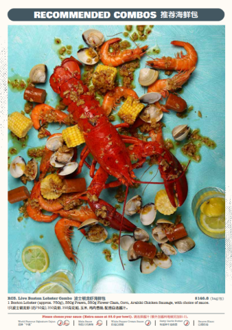Dancing Crab Menu - Live Boston Lobster Combo $146.8
