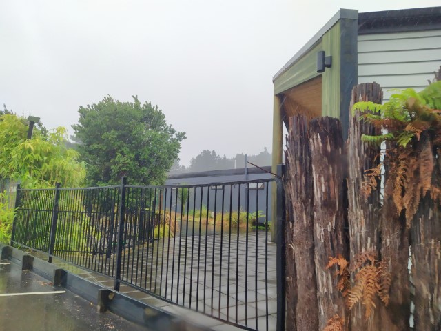 Parking outside Hell's Gate Rotorua as we were early