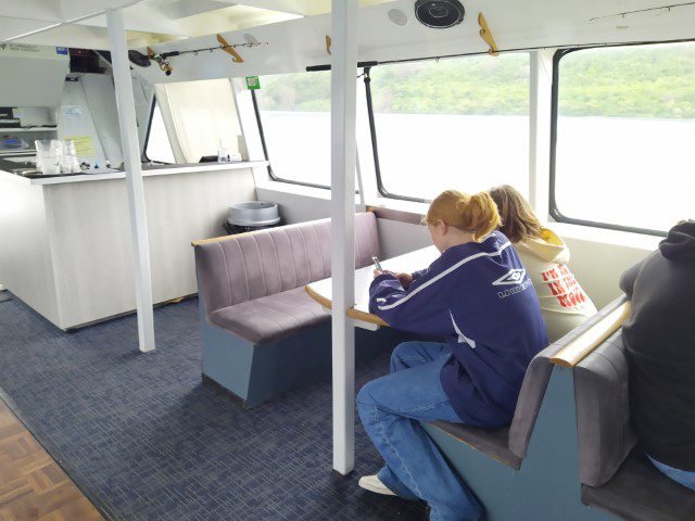 Deck 1 seats on Maori Cave Carving Cruise Lake Taupo