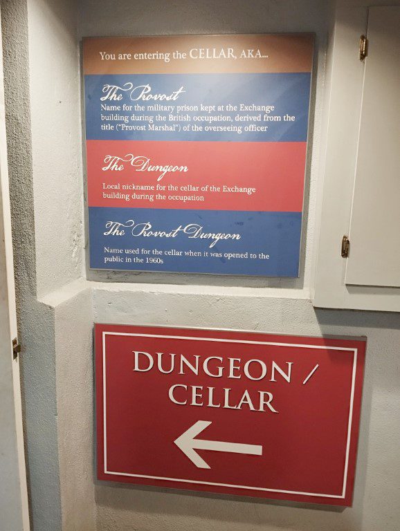 Directions to the Dungeon/Cellar Tour in the basement - Charleston Old Exchange