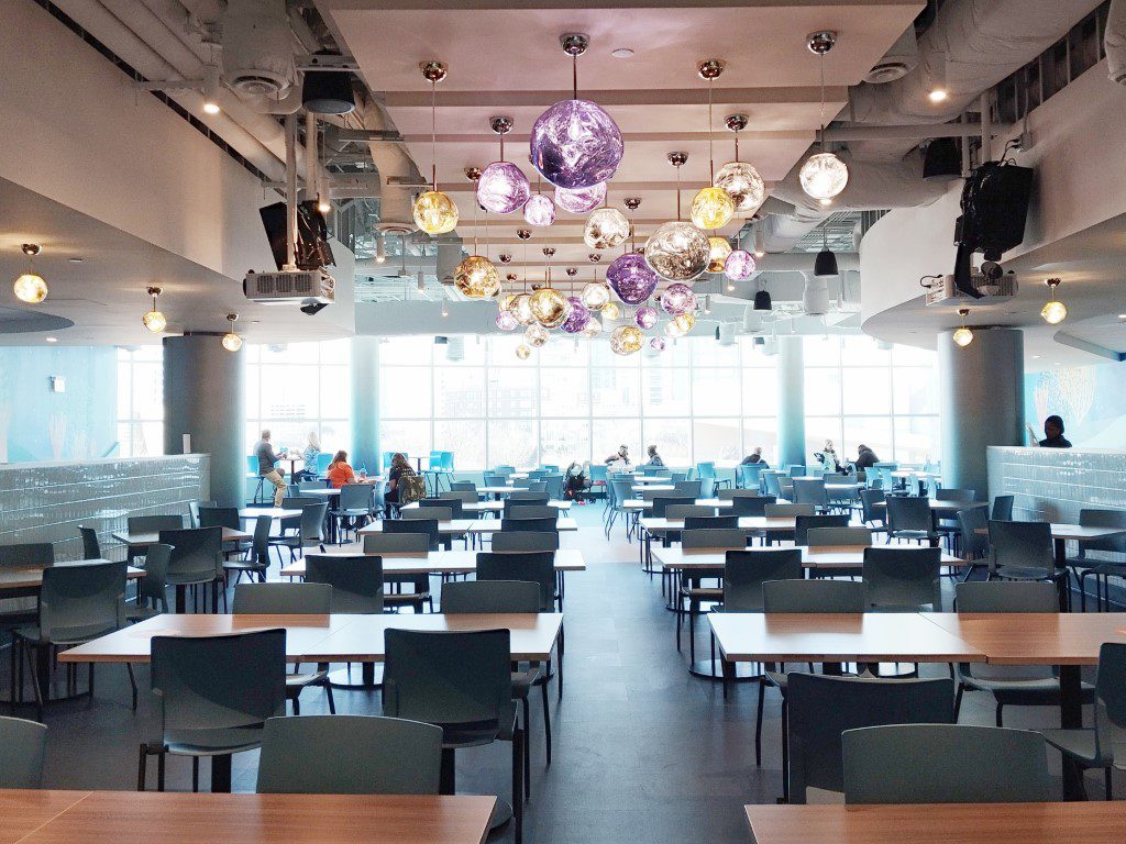 Spacious dining area with views at Coastline Cafe Georgia Aquarium