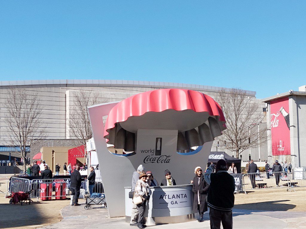 Large Coke Bottle Cap at entrance of World of Coca Cola Atlanta