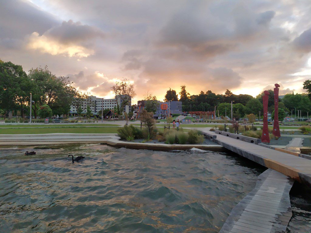 Sunset at Lake Rotorua Boardwalk New Zealand