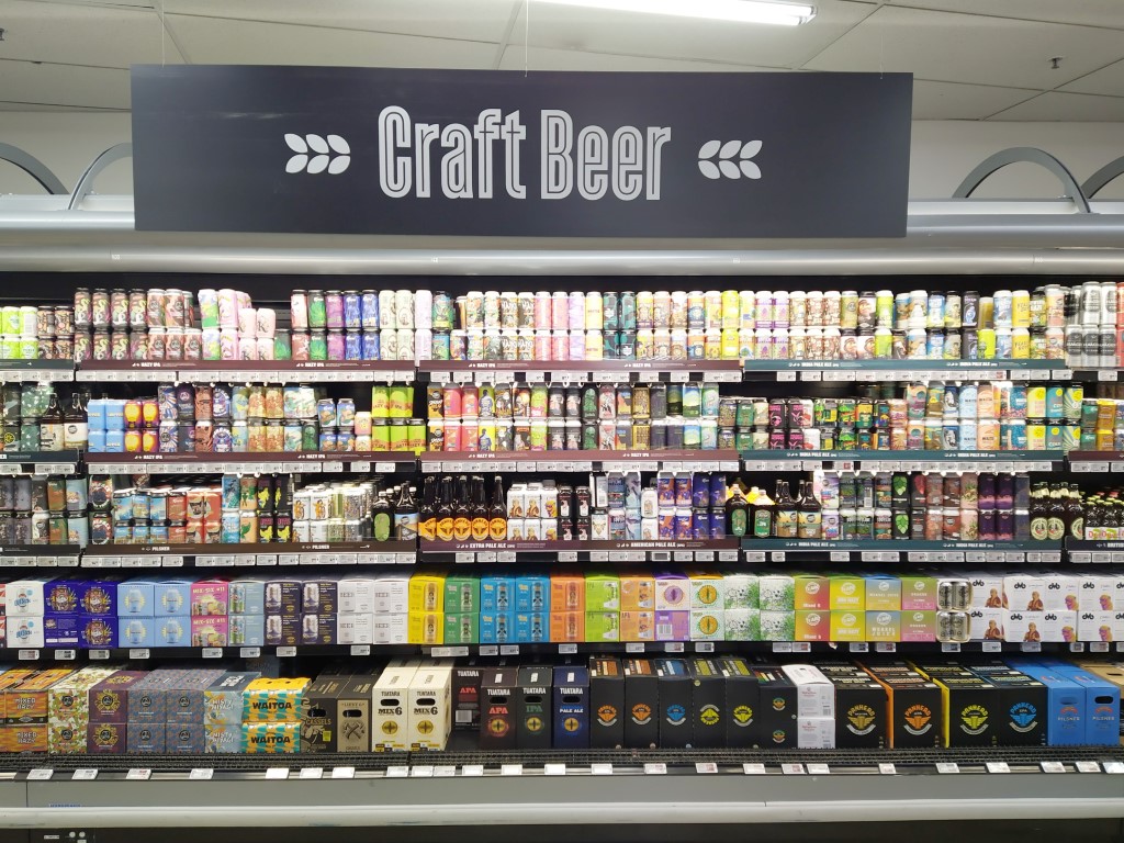 Craft Beer section at New World Supermarket Wellington New Zealand