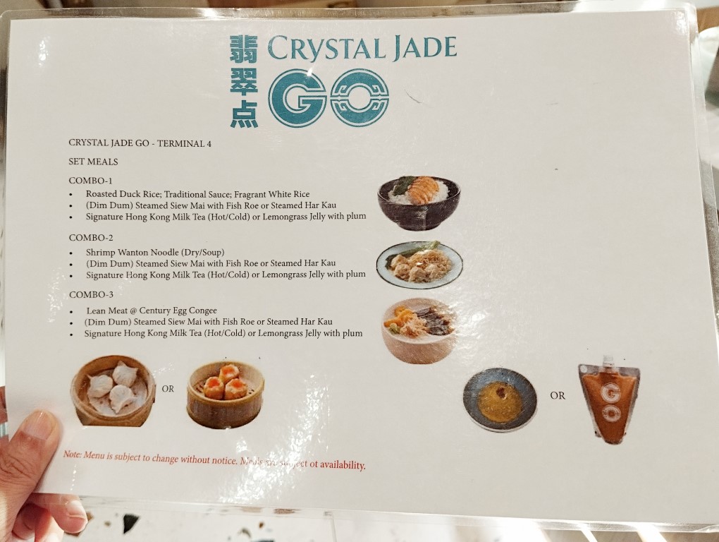 Crystal Jade Go (翡翠点) Priority Pass Menu at Changi Airport Terminal 4